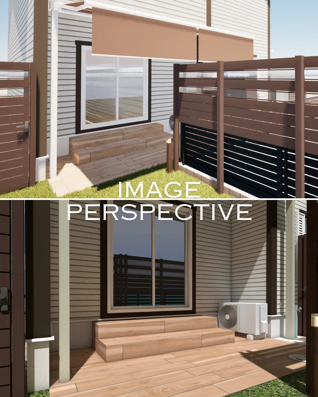 タイルと人工芝で、庭全体を遊べる空間に。